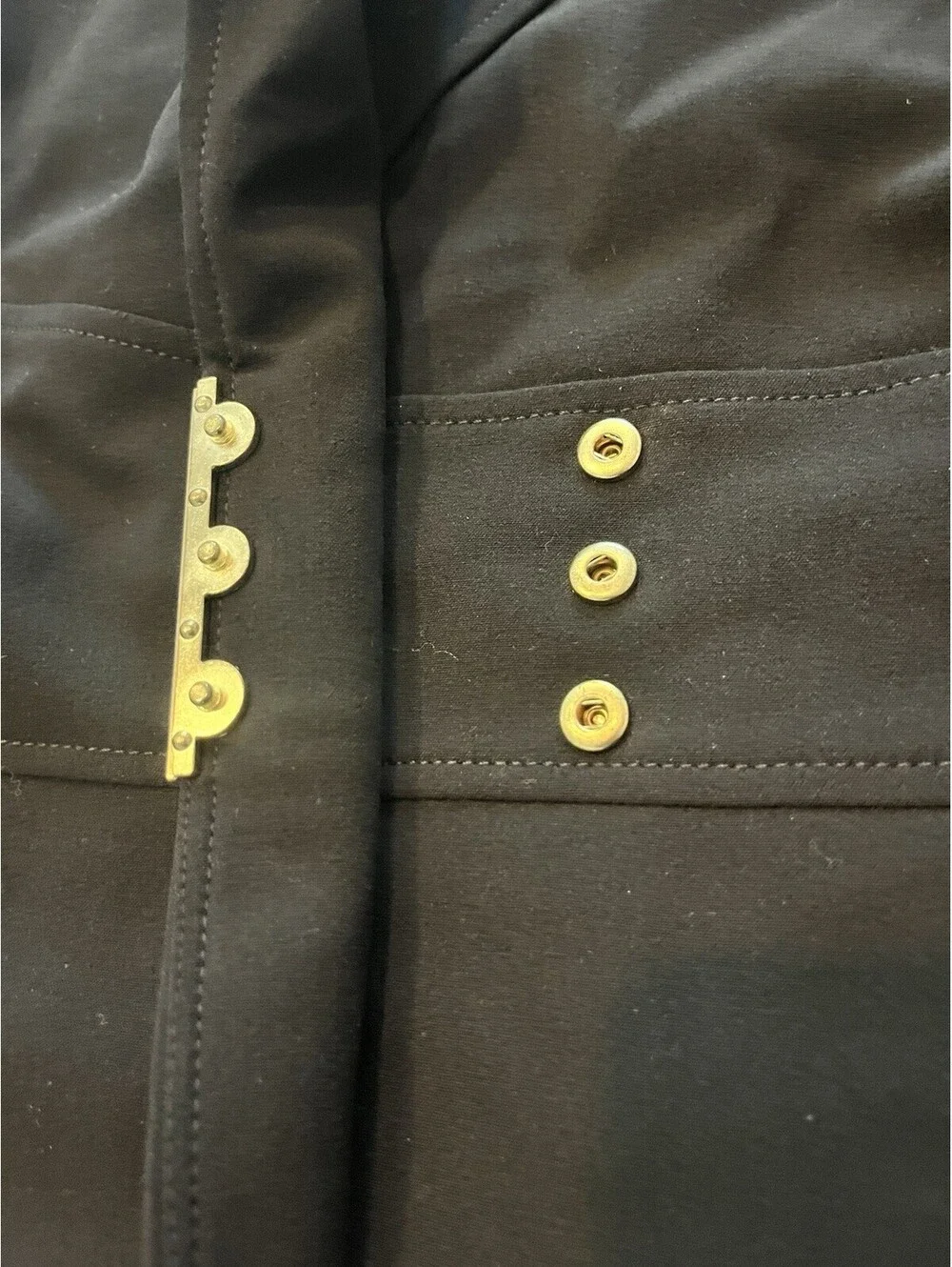 Calvin Klein Womens Black Blazer Size 8 Gold Bar Tailored Career Jacket